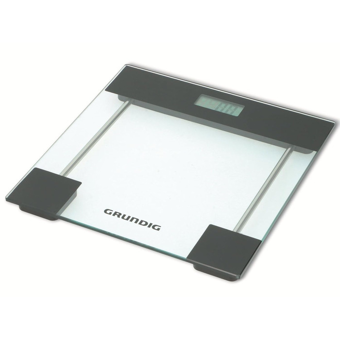Електронні ваги для ванної Grundig, загартоване скло, до 180 кг, вимірювання в кг/фунтах/стоунах, 2xAAA, зелений колір