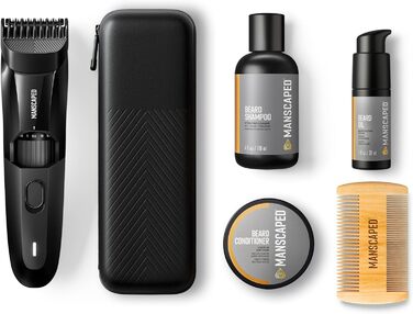 Набір для догляду за бородою MANSCAPED® The Beard Hedger® Advanced: тример, шампунь, кондиціонер, олія, гребінець