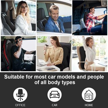 Подушка для авто Ainiv: клиновидна подушка з піни memory foam для підтримки спини, ергономічна подушка для водія, аксесуари для подорожей (чорна)