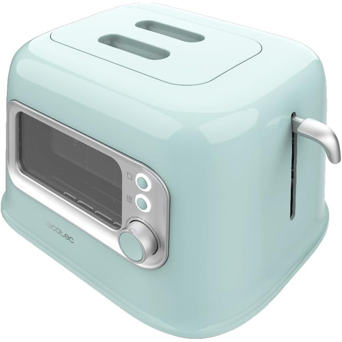 Тостер Cecotec RetroVision Blue вертикальний, 700 Вт, 2 слоти, ретро-дизайн, автоматичне вимкнення