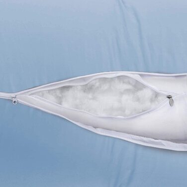 Подушка для вагітних та годування U-подібна XXL, 150x80 см, 100% бавовна, знімний чохол, блакитна