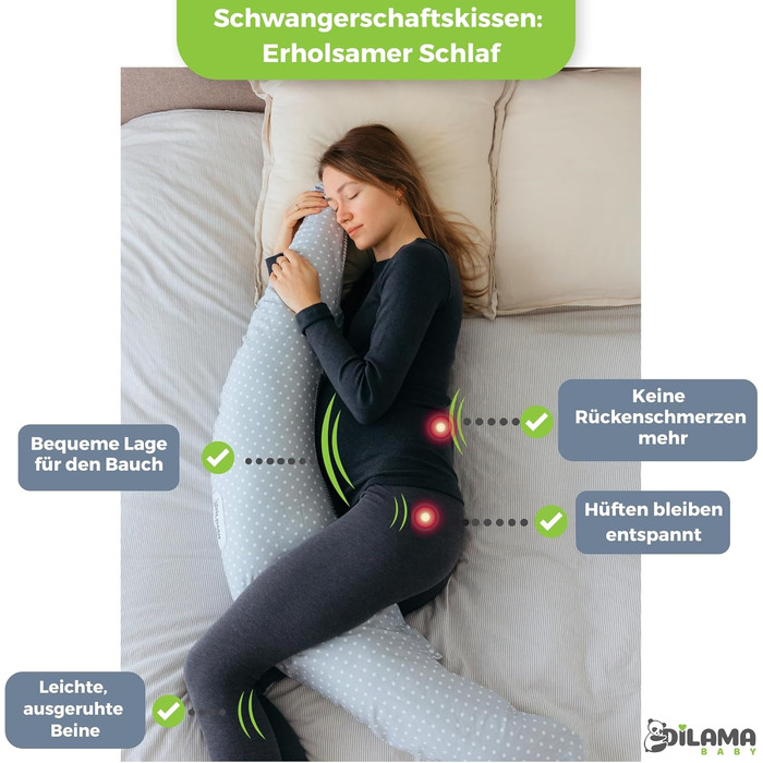 Подушка для вагітних Dilamababy з Memory Foam, бавовняний чохол, підтримка для годування груддю, XXL розмір