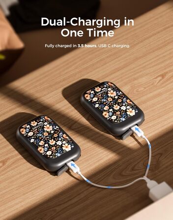 Електричні грілки для рук OCOOPA UT4 Young (Wiesenblumen), 5000mAh, 2 шт. - Компактні, Водонепроникні, Швидкий нагрів, USB