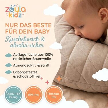 Надувна подушка для годування Zoula Kidz Stillmond Mondkissen - портативна, з бавовняним чохлом OEKO-TEX, регульована висота, для подорожей