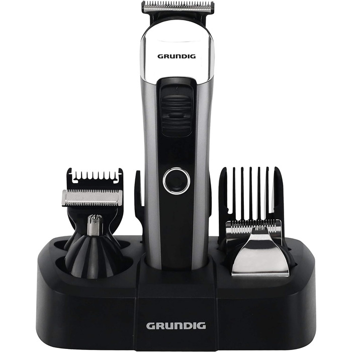Машинка для стрижки волосся GRUNDIG MGK 6841 з базою для зарядки, 8 насадок, багатофункціональний тример