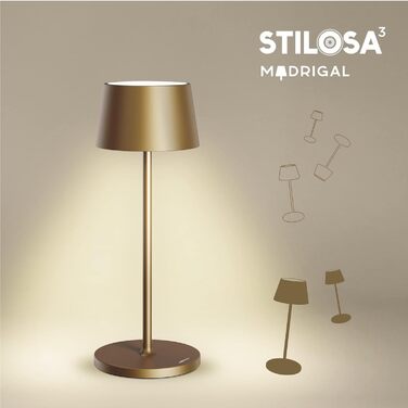Стільова LED акумуляторна настільна лампа Stilosa 3, затемнювана, IP54, для дому та вулиці, 30 см, темне золото, дизайнерська, USB-C, тепле світло