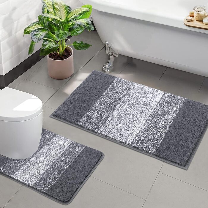 Килимок для ванної Enyhom 45x65 см, м'який, нековзний, водопоглинаючий, сірий, для душу, ванни та туалету