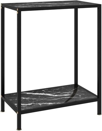 Консольний стіл vidaXL, скляний, чорний і білий, 60x35x75 см, сталева рама, фуршетний стіл для коридору, вітальні, туалетний столик