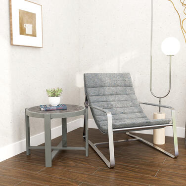 Outsunny Side Table Садовий стіл Круглий стійкий до погодних умов алюмінієвий балконний стіл з мармуровим виглядом Кемпінговий стіл Журнальний столик для вітальні Офіс Відкритий Внутрішній Сірий