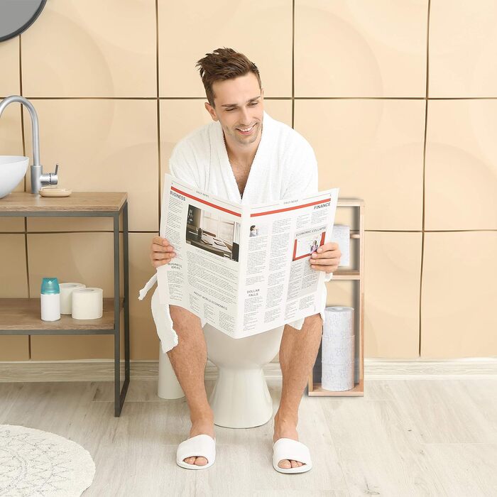 Тримач для туалетного паперу Relaxdays з горіхового дерева, настінний або підлоговий, з відсіком для запасних рулонів, 70x20x13 см, натуральний