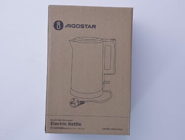 Електрочайник Aigostar Adrian Retro, 1,7 л, 2200 Вт, нержавіюча сталь, з аналоговим термометром, LED-підсвіткою, автоматичне вимкнення, чорний