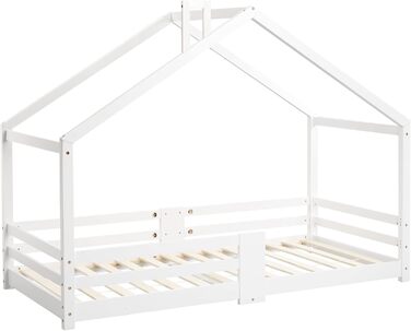 Дитяче ліжко-хатинка 90x200 см з сосни, дизайн хатинки, для дітей (біле)