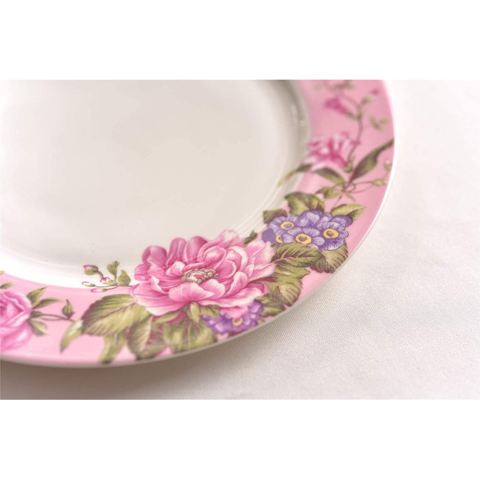 Чашка та блюдце з порцеляни Shabby Chic, 19,1 см, десертна тарілка, вінтаж, птах, метелик, квіти, подарункова коробка (рожевий)