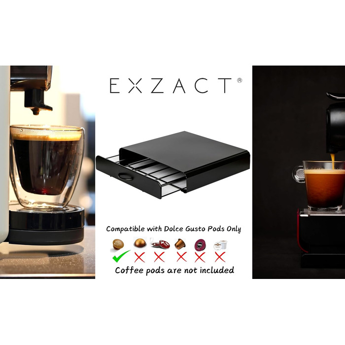Органайзер для кавових капсул Exzact для Dolce Gusto, підставка під кавомашину 2-в-1, ємність 40 капсул, матова поверхня
