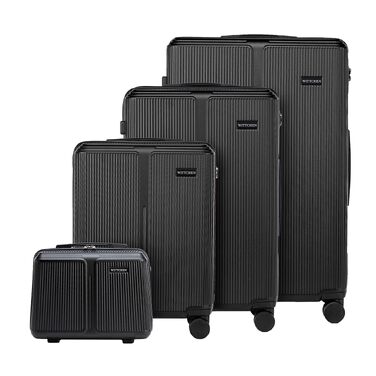 Валіза велика Wittchen Stripes Line XL (76.5x50x29 см) чорна, пластикова валіза-тролей на 4 колесах, 96 л, з кодовим замком та телескопічною ручкою