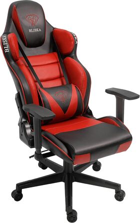Ігрове крісло Trisens Racing з ергономічними 4D-підлокітниками, спортивним сидінням, чорне з червоним, без підніжки