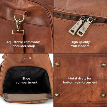 Шкіряна дорожня сумка Berliner Bags Oslo 50 л, водонепроникна, з відділенням для взуття, для чоловіків і жінок