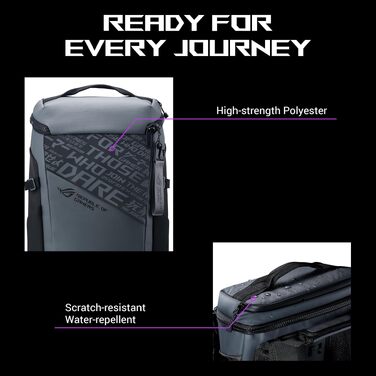 Ігровий рюкзак ASUS ROG Ranger BP2701 Cybertext Edition для ноутбуків до 18 дюймів, 24Л, водовідштовхувальний, Cybertext Grey