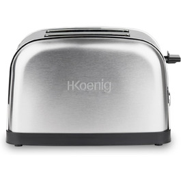 Тостер H.Koenig TOS7, 2 скибки, 6 режимів, 850 Вт, нержавіюча сталь, сріблястий, сучасний дизайн