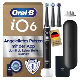 Електрична зубна щітка Oral-B iO Series 6 Black Lava, набір: щітка, 3 змінні насадки (Probierset) та чорний дорожній футляр