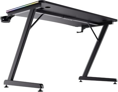 Ігровий стіл Trust Gaming GXT 709W Luminus RGB з підсвічуванням LED, 10 режимів, USB, білий, з підставкою для навушників та тримачем для напоїв, 120 x 60 см