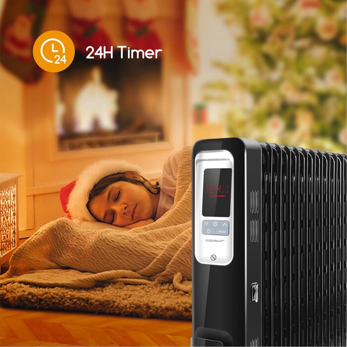 Електричний масляний радіатор Aigostar Oil Monster 33JHH 2500W з LCD-дисплеєм та термостатом