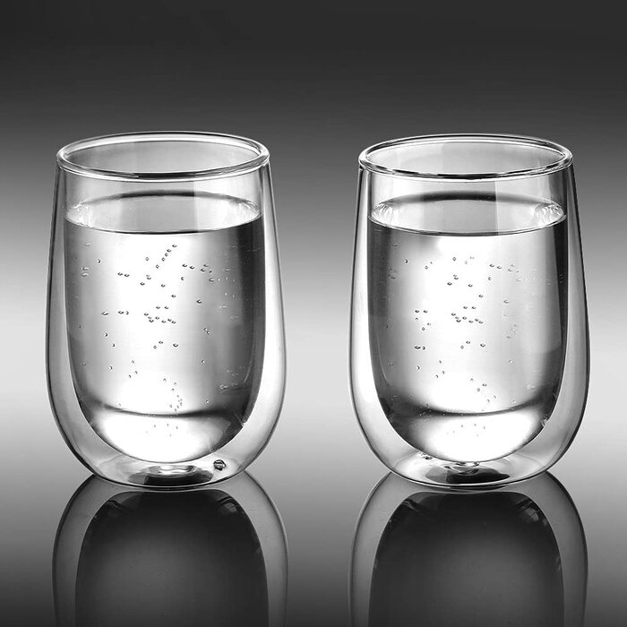 Набір склянок для лате макіато та капучино Glastal, подвійні стінки, боросилікатне скло, 350 мл, 6 шт, прозорі