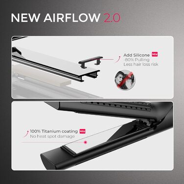 TYMO Airflow 2-в-1: праска для вирівнювання та завивки волосся з іонізацією, 32 мм, чорний