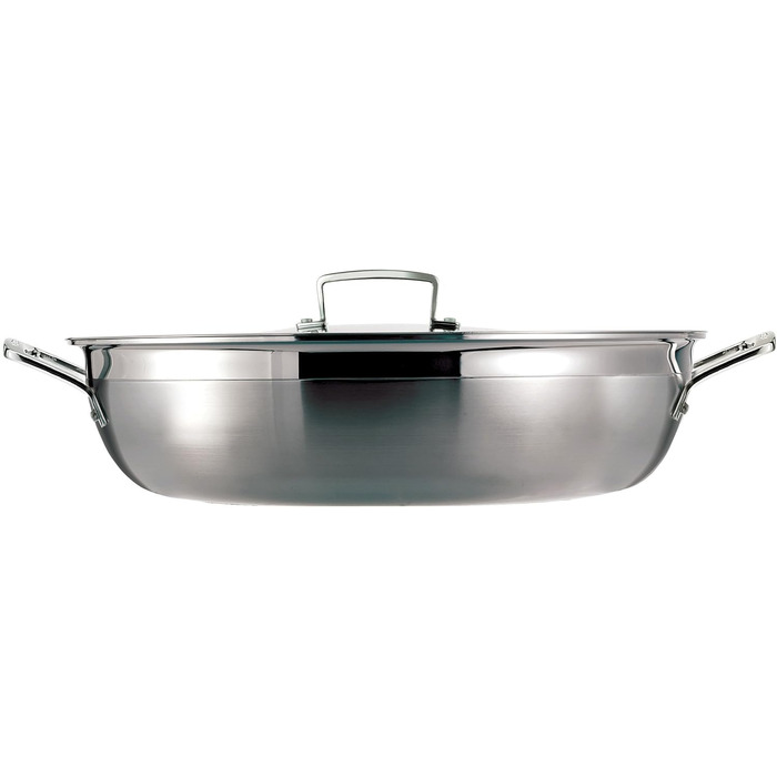 Сковорода Le Creuset з кришкою, 30 см, нержавіюча сталь, для всіх типів плит (індукція, духовка), срібна