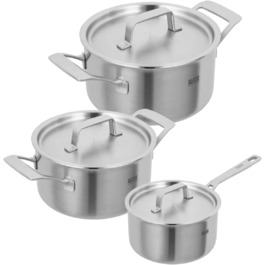 Набір каструль Kuhn Rikon Culinary Fiveply: сотейник 1,7 л, каструлі 3,4 л та 6,4 л, нержавіюча сталь