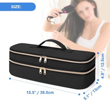 Дорожня сумка для фену, стайлера, випрямляча волосся Fasrom, подвійний шар, сумісна з REVLON, чорна