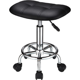 Квадратний стілець на колесах HMTOT, регульований по висоті, чорний, обертовий ролик-хокер