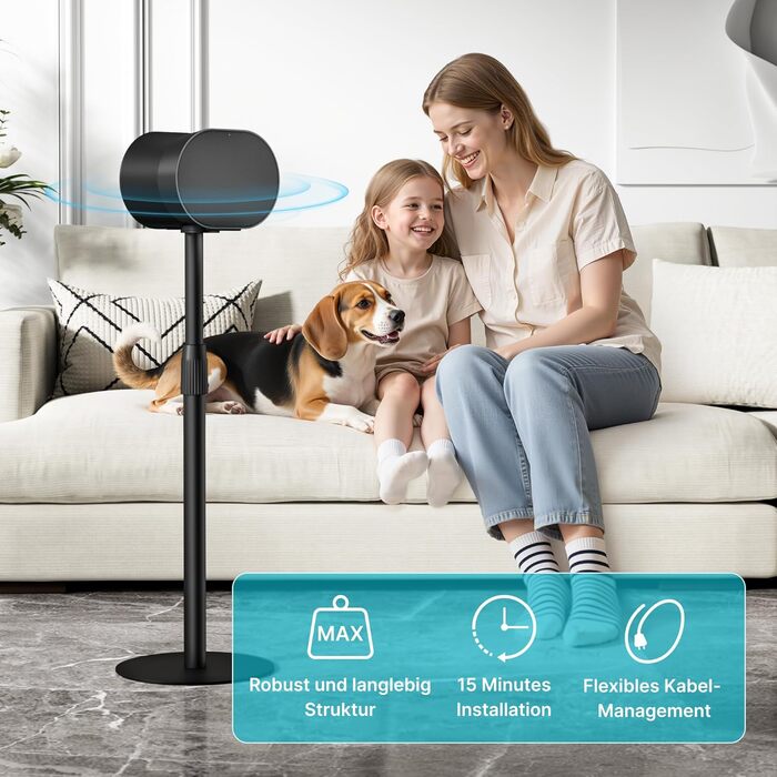 Підставка для колонок PEGZONE, сумісна з SONOS Era 300/100, регульована висота, з кабельною організацією, чорна, 2 шт.