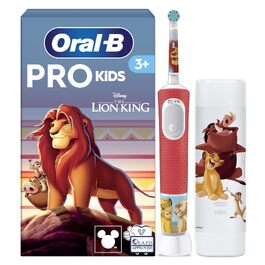 Дитяча електрична зубна щітка Oral-B Pro Kids 3+ Король Лев (Білий/Червоний), з 1 додатковою насадкою та білим футляром