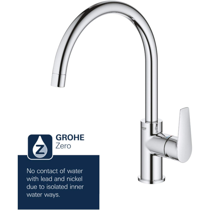 Змішувач кухонний GROHE BauEdge з високим виливом, поворотний на 360°, хром - 31367001