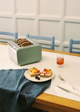 Тостер CREATE TOAST Retro Doble Салатовий - 6 режимів, підігрів, розморожування, термостат, 750W