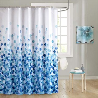 Штора для душу XLabor Blumen Dick 240x200 см, водонепроникна, тканинна, протигрибкова, з 12 кільцями, синя, для ванної кімнати