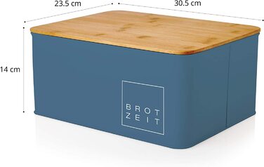 Хлібниця Lumaland Cuisine металева з бамбуковою кришкою 30,5x23,5x14 см, 2в1 контейнер для хліба та дошка для нарізання, світло-сіра