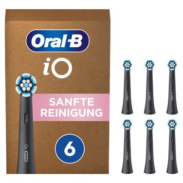 Смінні насадки для електричної зубної щітки Oral-B iO Gentle Care (ніжна чистка), чорні, 6 шт.