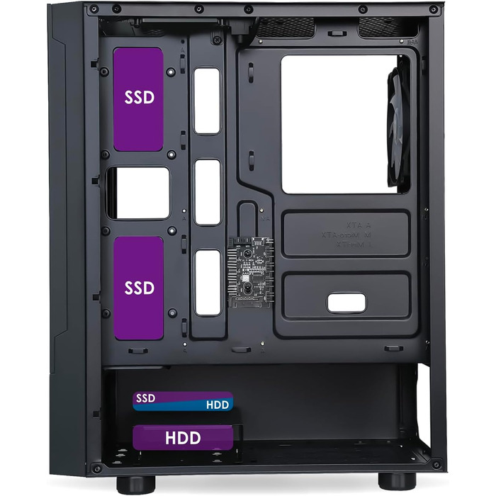 Корпус для ігрового ПК EMPIRE GAMING Sapphire ARGB, середній Tower ATX/Micro-ATX/ITX, бокова панель із загартованого скла, 3 вентилятори 120 мм ARGB, MB Sync, чорний