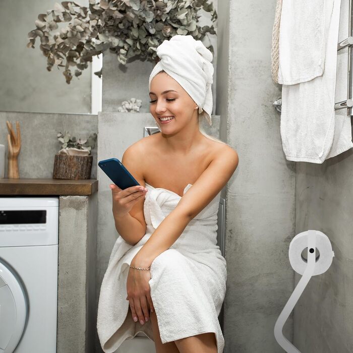 Набір для туалету Relaxdays: тримач для паперу та йоржик, чорний/білий, 75x18,5x18,5 см, стоячий