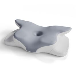 Подушка для шиї Juskys 2 шт. з Memory Foam, ергономічна, дихаючий чохол, для здорового сну - білий/сірий
