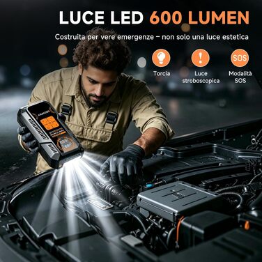 Пусковий пристрій (бустер) для авто 8000A з компресором 150 PSI та функцією Powerbank