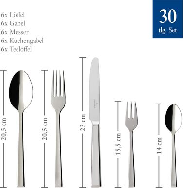 Набір столових приборів Villeroy & Boch Victor, 30 предметів, нержавіюча сталь, для 6 персон, можна мити в посудомийній машині