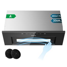Вбудована витяжка CIARRA CBCB6926A A+++, 60 см, чорна нержавіюча сталь, продуктивність 704 м³/год, рівень шуму 60 дБ, LED-підсвітка, режим відведення та рециркуляції