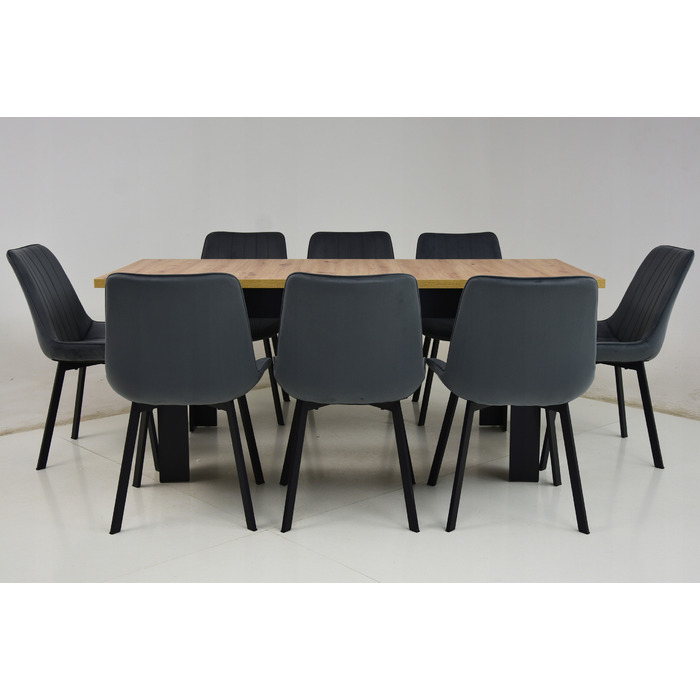 Комплект: розкладний стіл ARTISAN (80x140/180) та 8 стільців LOFT IK-17, сірі