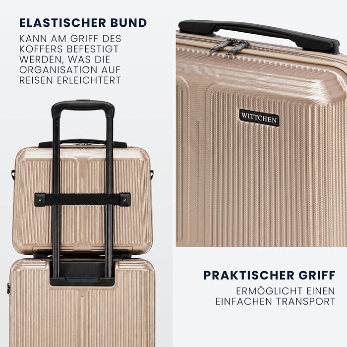 Валіза Wittchen Stripes Line XL (76.5x50x29 см) — великий дорожній кофр з ABS-пластику, 96 л, 4 колеса 360°, кодовий замок, золотиста