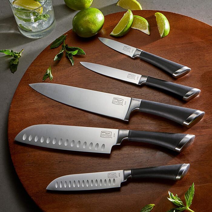 Набір кухонних ножів Chicago Cutlery Fusion (17 предметів) з дерев'яною підставкою, леза з нержавіючої сталі та ергономічні ручки