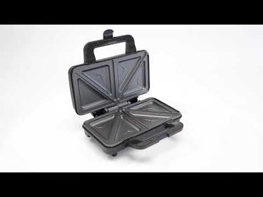 Електричний сендвічмейкер ProfiCook PC-ST 1092 для американських сендвічів XXL, антипригарне покриття, 900 Вт, сріблясто-чорний