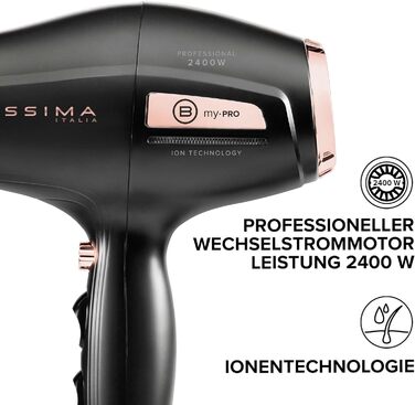 Фен Bellissima My Pro P3 3400 з іонізацією, професійним AC-мотором, керамічним покриттям, 2400 Вт для м'якого та сяючого волосся